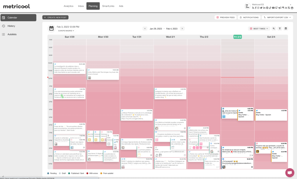 7. Metricool – Best analytics-driven scheduling tool